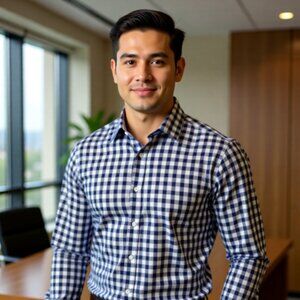 George - Blue & White Checkered Dress Shirt | Professional Yet Casual Classic